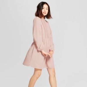 Pleat front textured dress